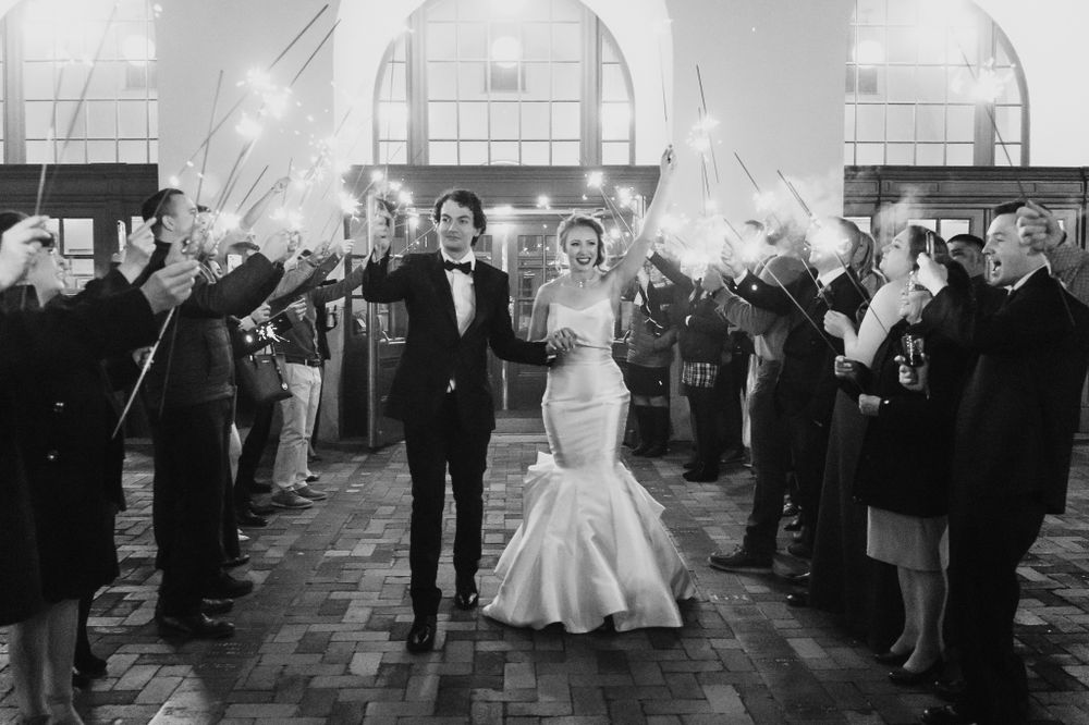 Wedding Photography Boise Idaho, Sparkler Exit, Boise Train Depot.