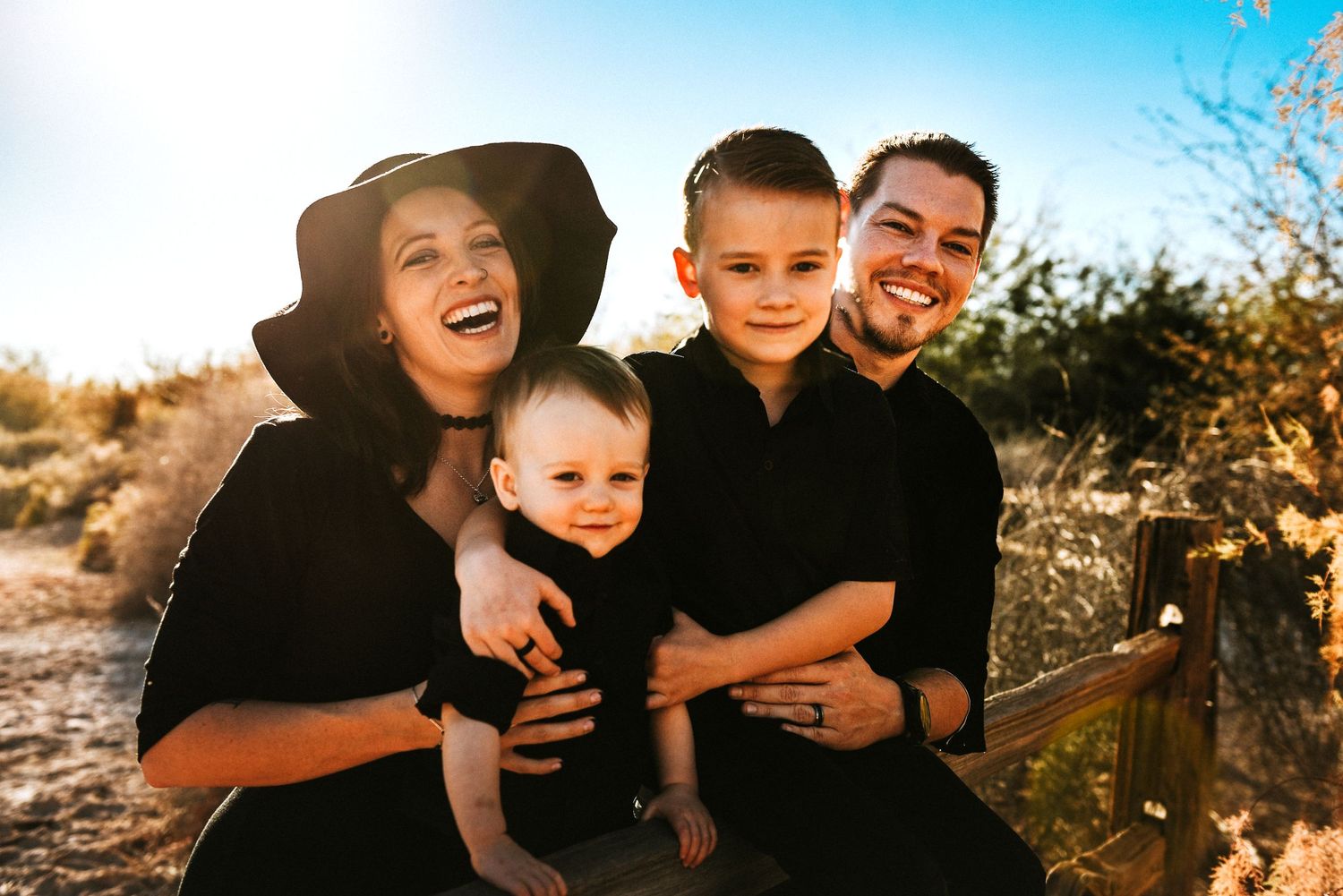 Family Smiling and Laughing in the Nevada desert