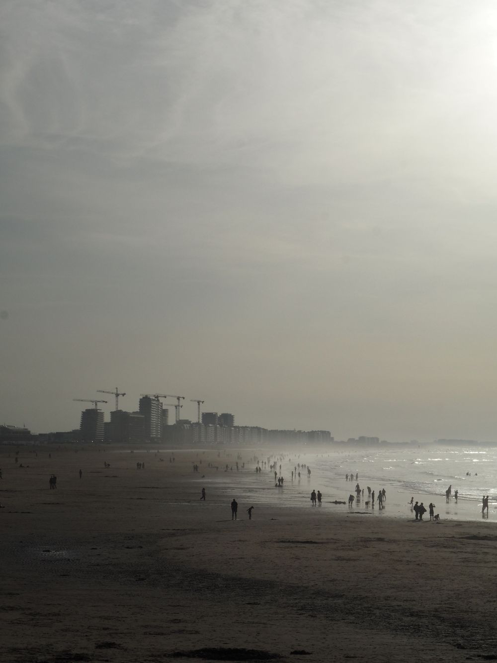 Misty image of a sunset in Ostend