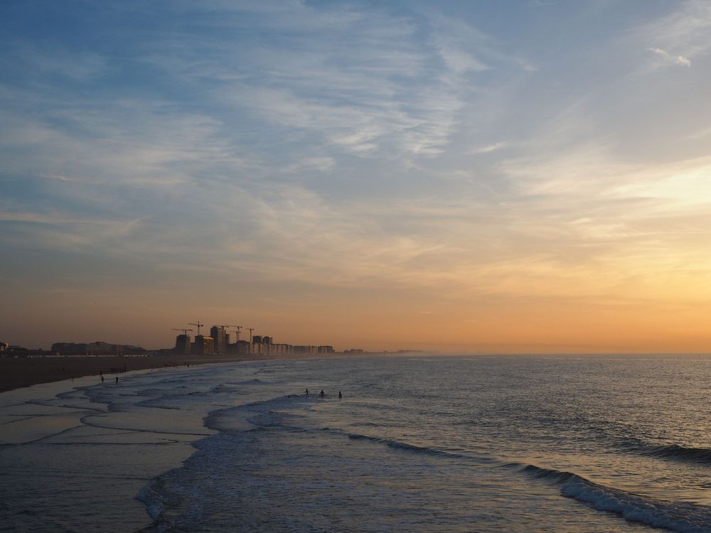 A dramatic sunset in Ostend