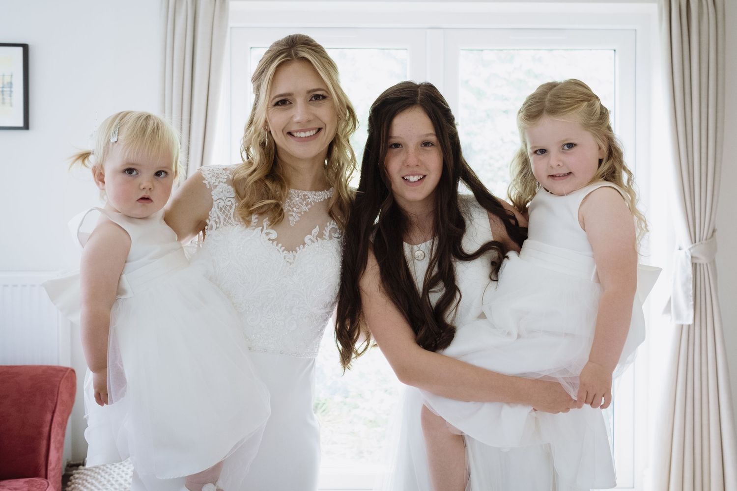 Bride with her family at home