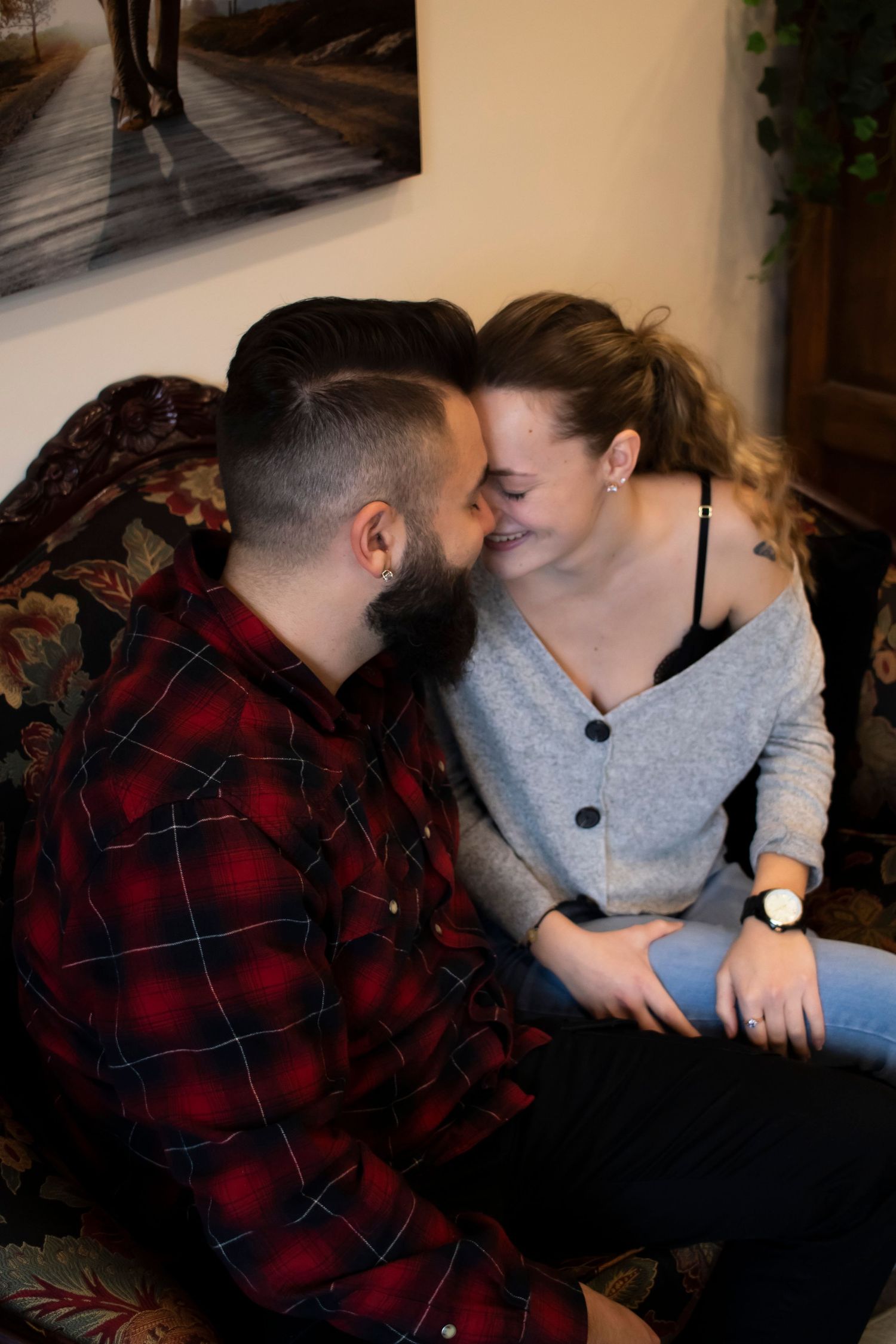 A couple cuddling