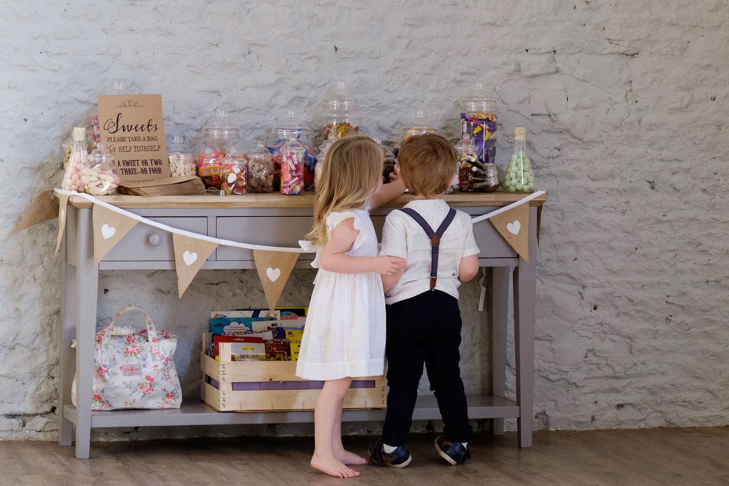 children and sweets at wedding reception