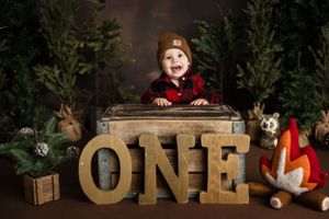 lumber jack cake smash 1 year studio photography