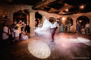 Wedding couple's first dance captured in a series of romantic low-light shots.