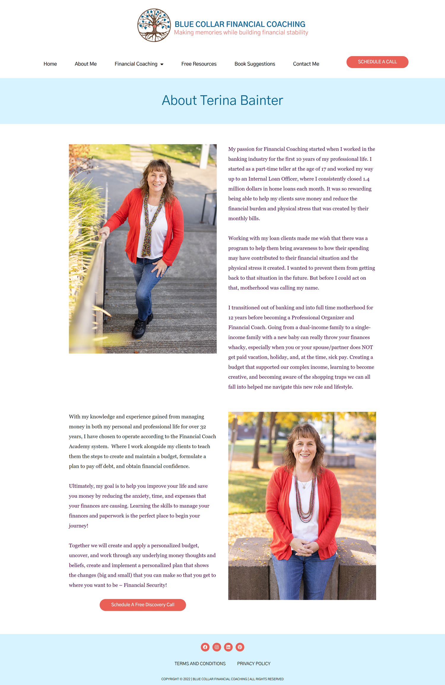about me page after new photos from personal branding photography for Blue Collar Financial Planning in Puyallup, WA