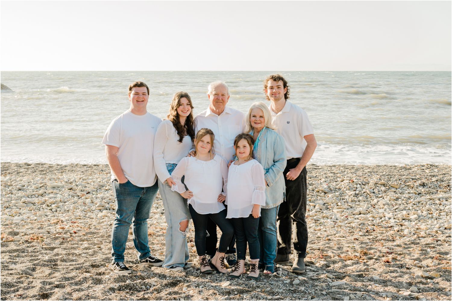 family session on the beach with grandparents and grandkids at Montana de Oro
