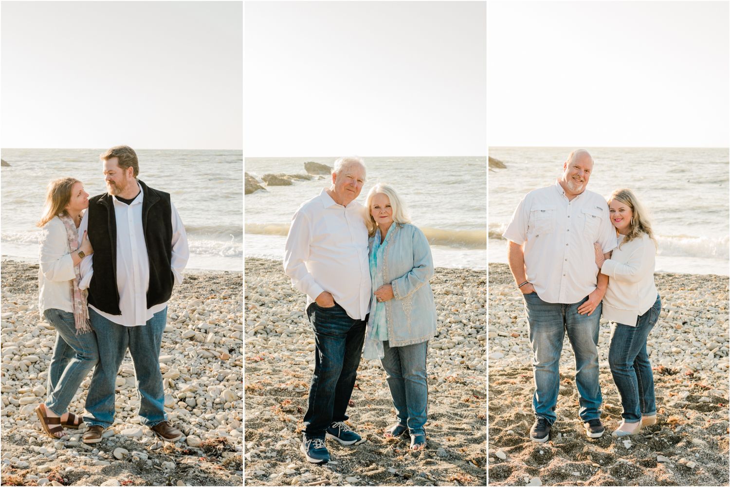 family session on the beach with parents and grandparents central coast family photographer