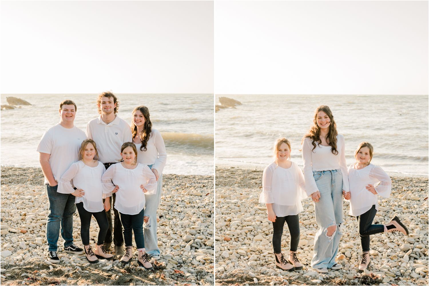 white and denim inspiration for family beach photos, central coast family photographer