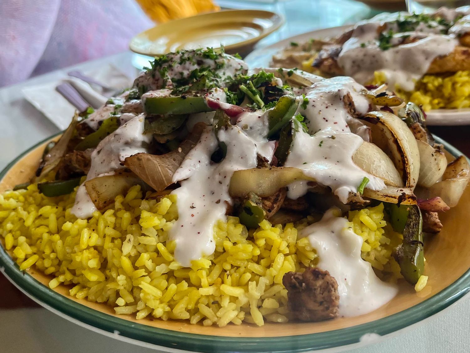 Photo of the chicken schwarma plate at Mediterranean Kitchen in Bellevue.