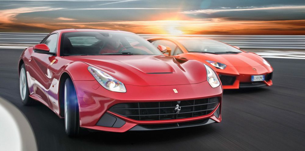Ferrari 812 vs Lamborghini Aventador illustration photography post production