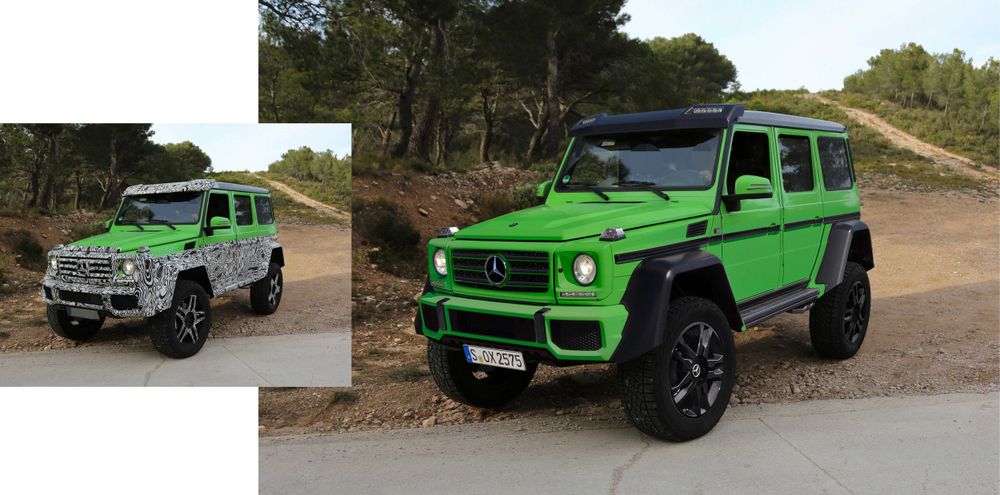 Mercedes G-Class removal of camouflage from prototype illustration CGI post production