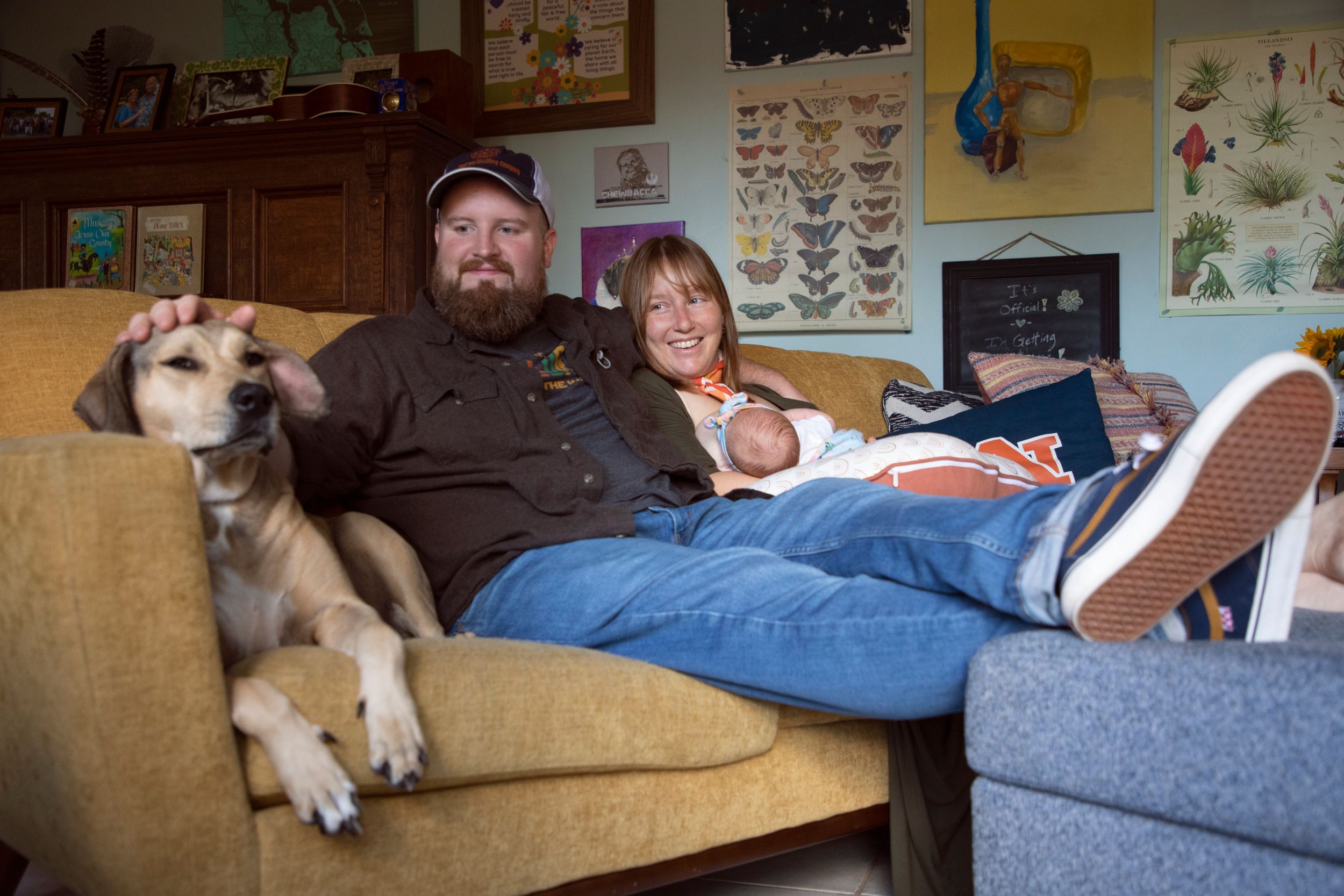 Family relaxing together on a sofa