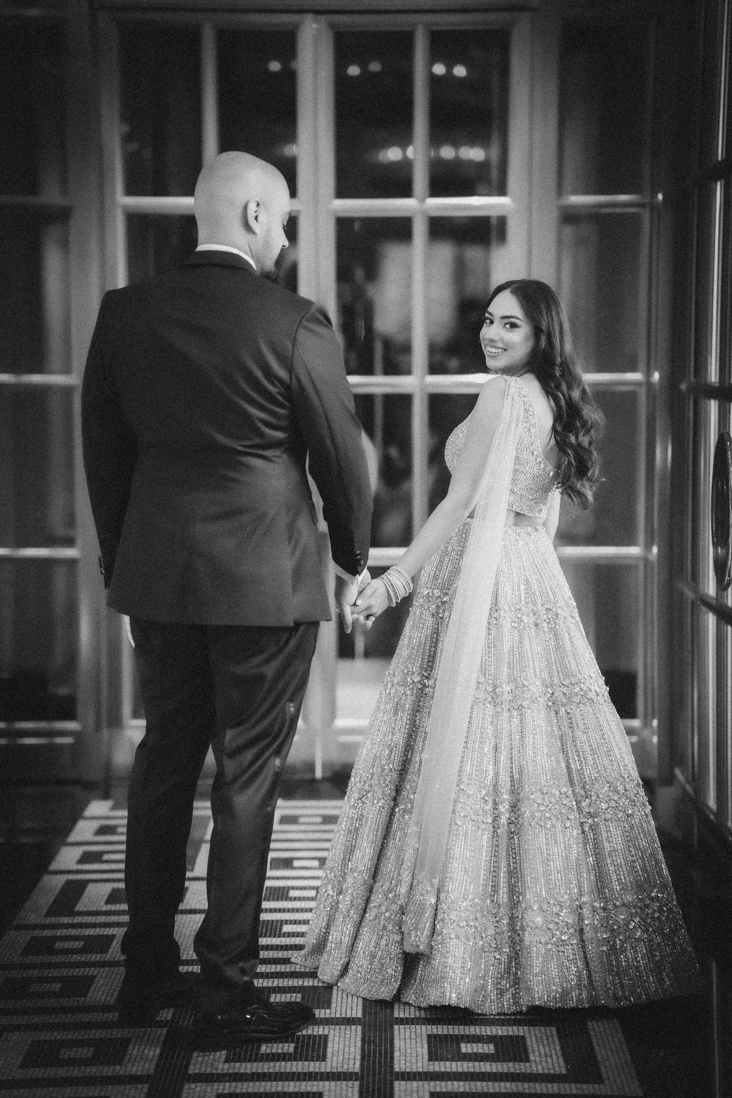 Hindu wedding couple photo mandap indian rosewood hotel luxury regal editorial candid black and white