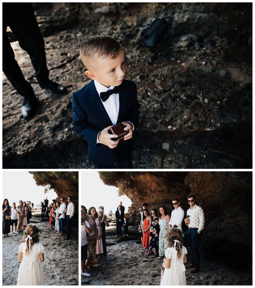 ring bearer, beach elopement ceremony, elopement on the beach