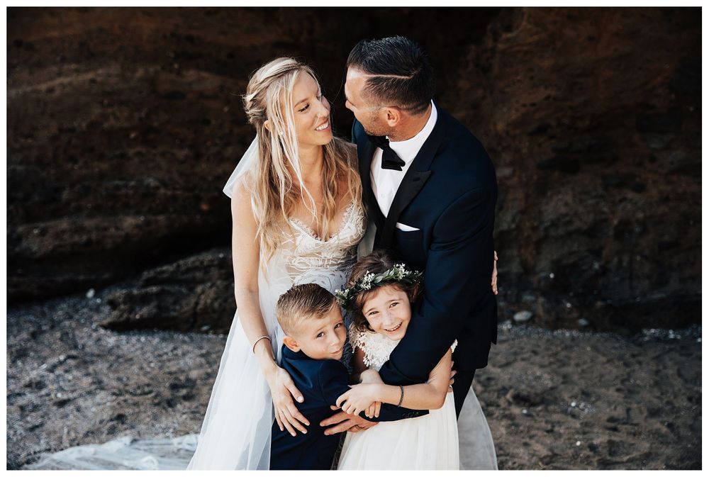 bride and groom, ring bearer, flower girl