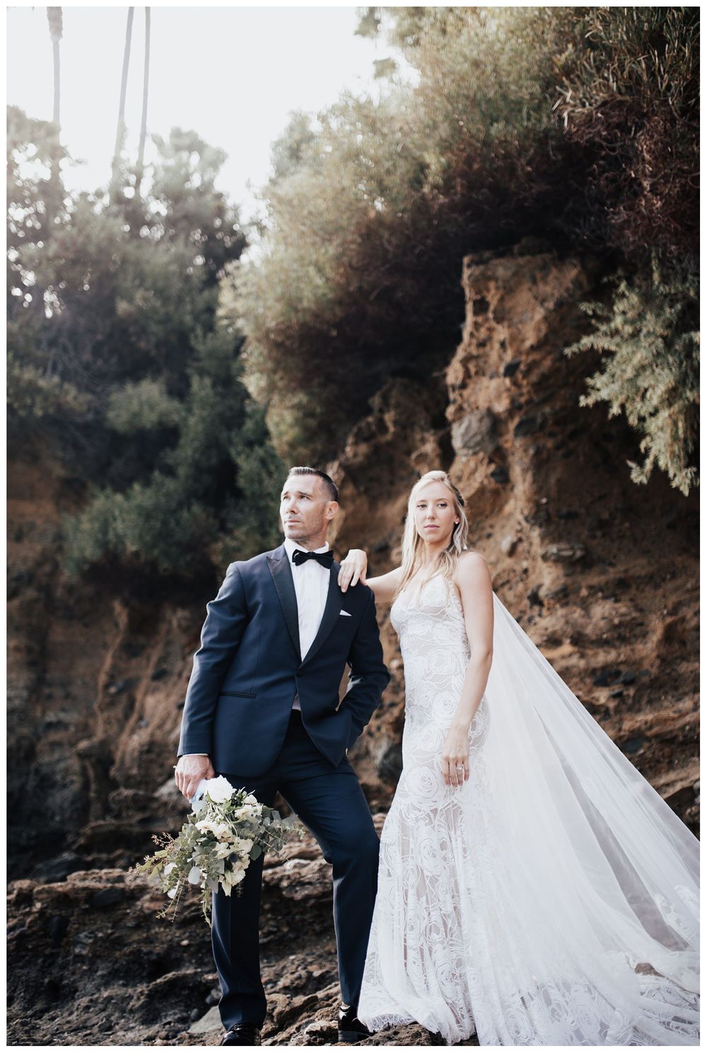 bride and groom on beach, beach wedding photos, beach elopement photos