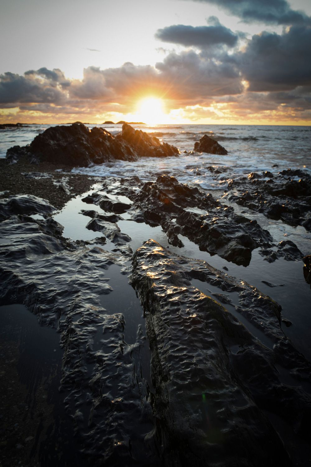 Rhosneigr sunset on the beach, Anglesey.