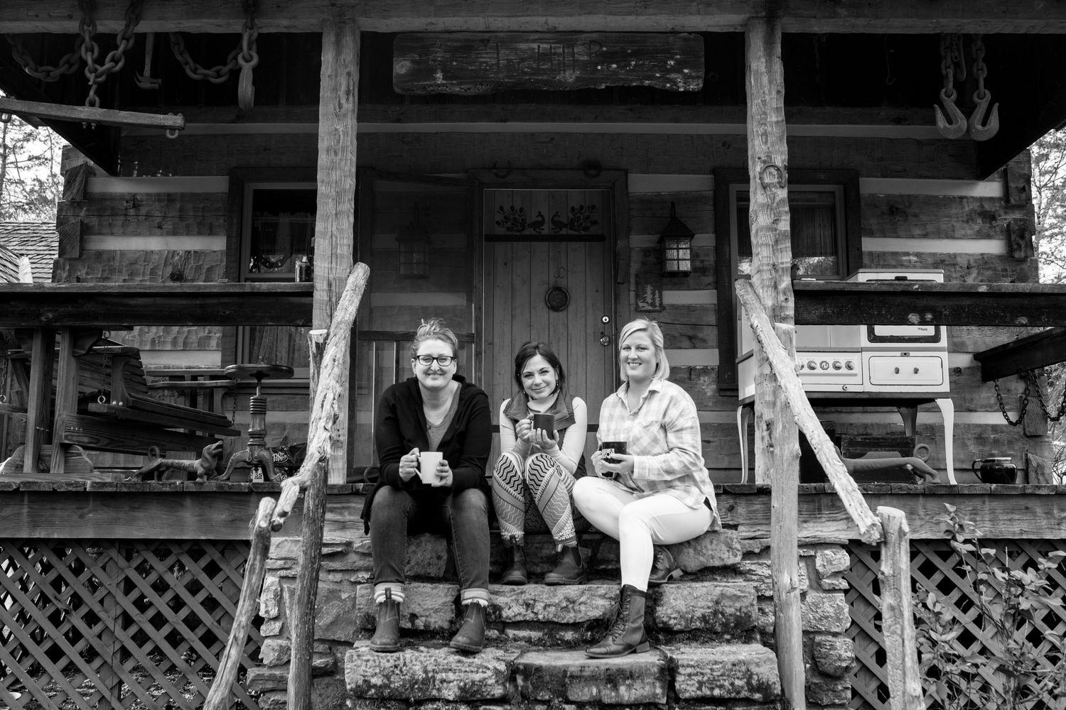Tambi Lane, Donna Britt & Megan Kirk on site at the Cash Cabin during the creation of "The Cash & Carter Family Cookbook