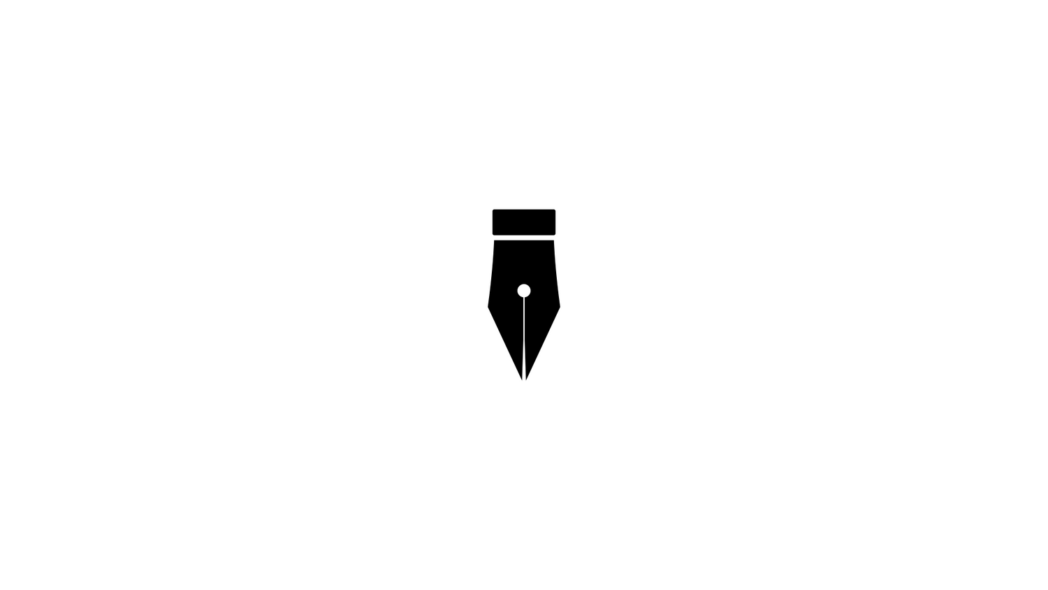 Black fountain pen nib icon representing writing or authorship.