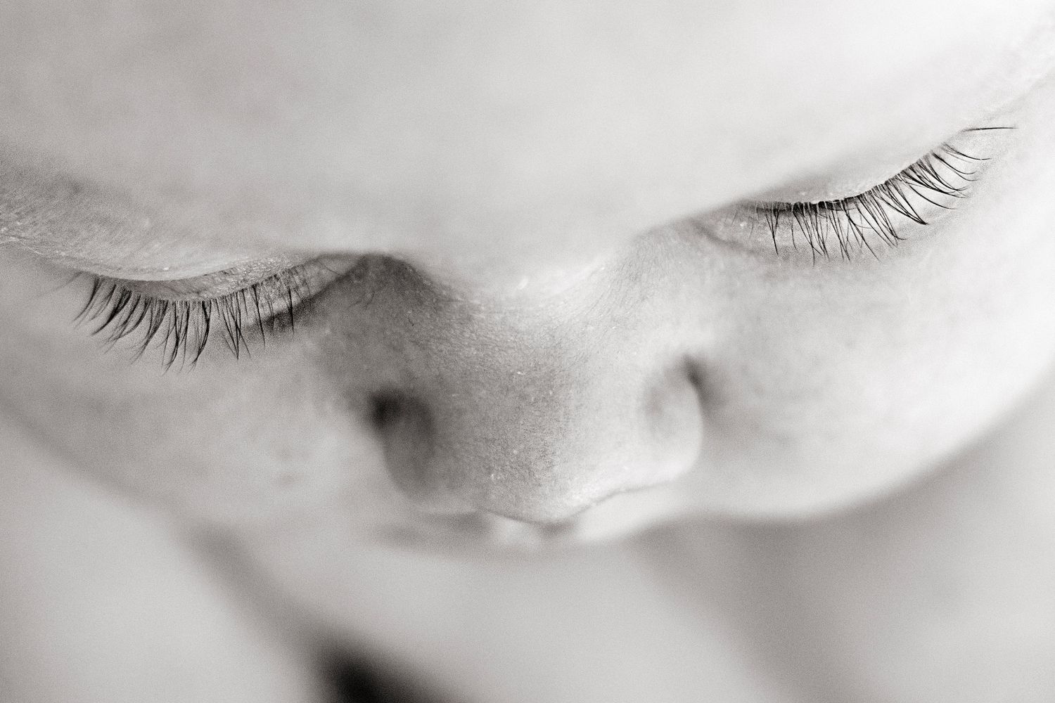 close up of new baby's eyelashes