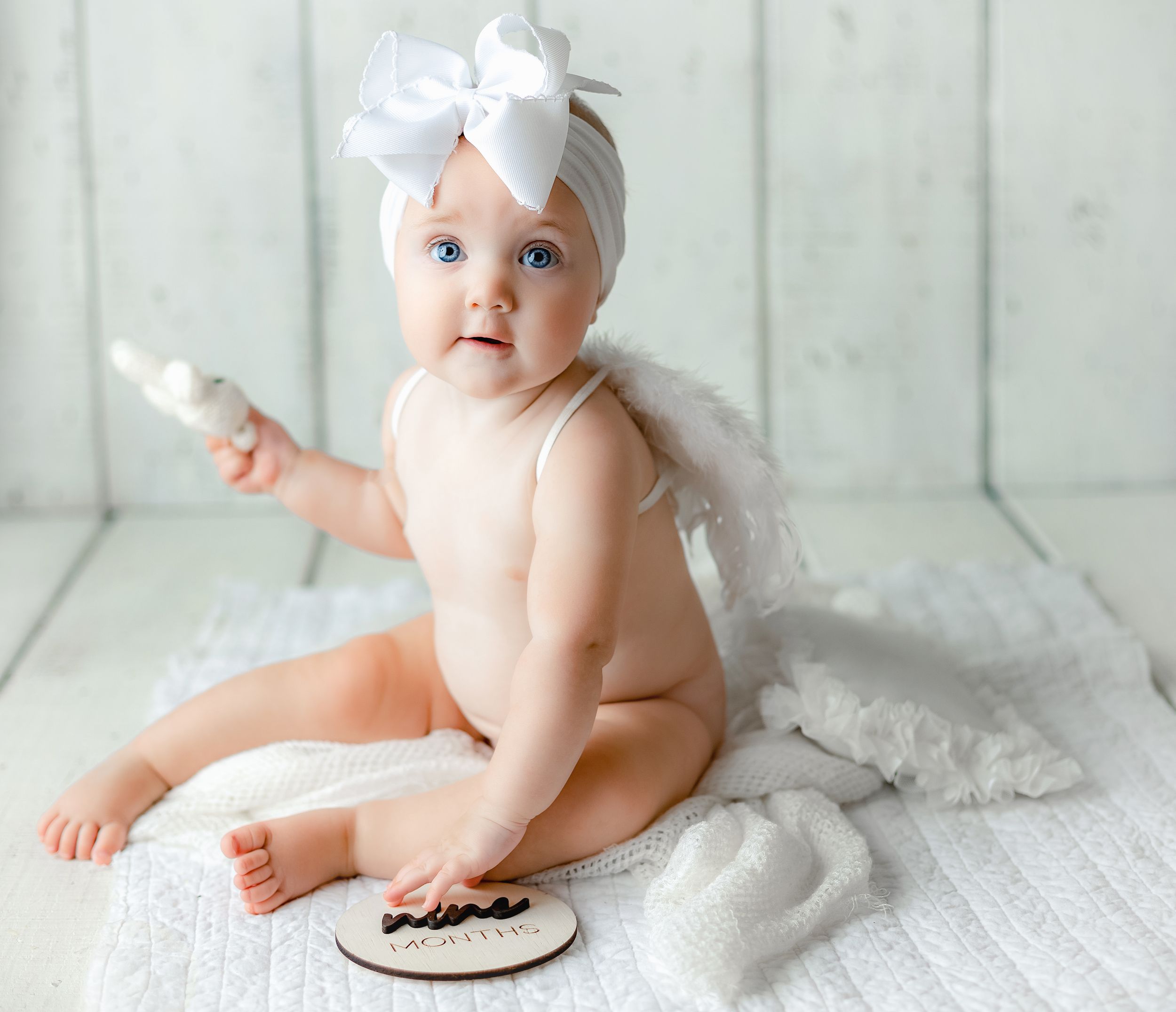 6-month-old girl with angel wings. Greenville, SC newborn photographer, Easley, SC Newborn photographer