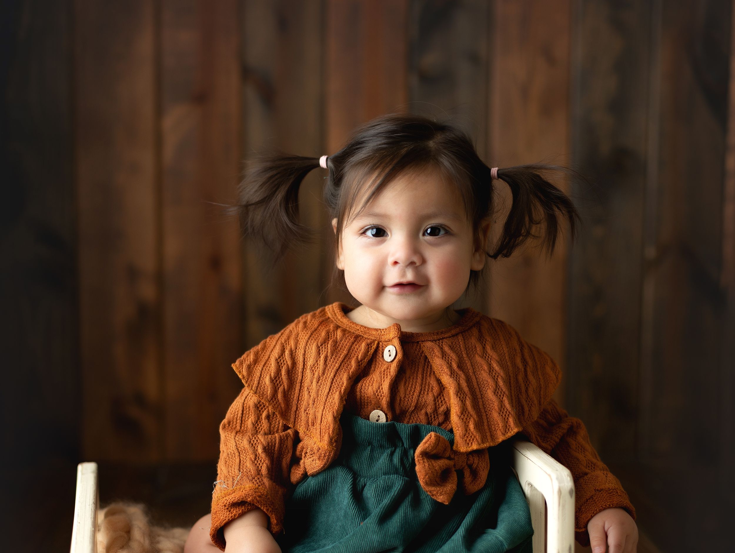 Latina baby with pigtails. Greenville SC newborn photographer, Easley Newborn photographer