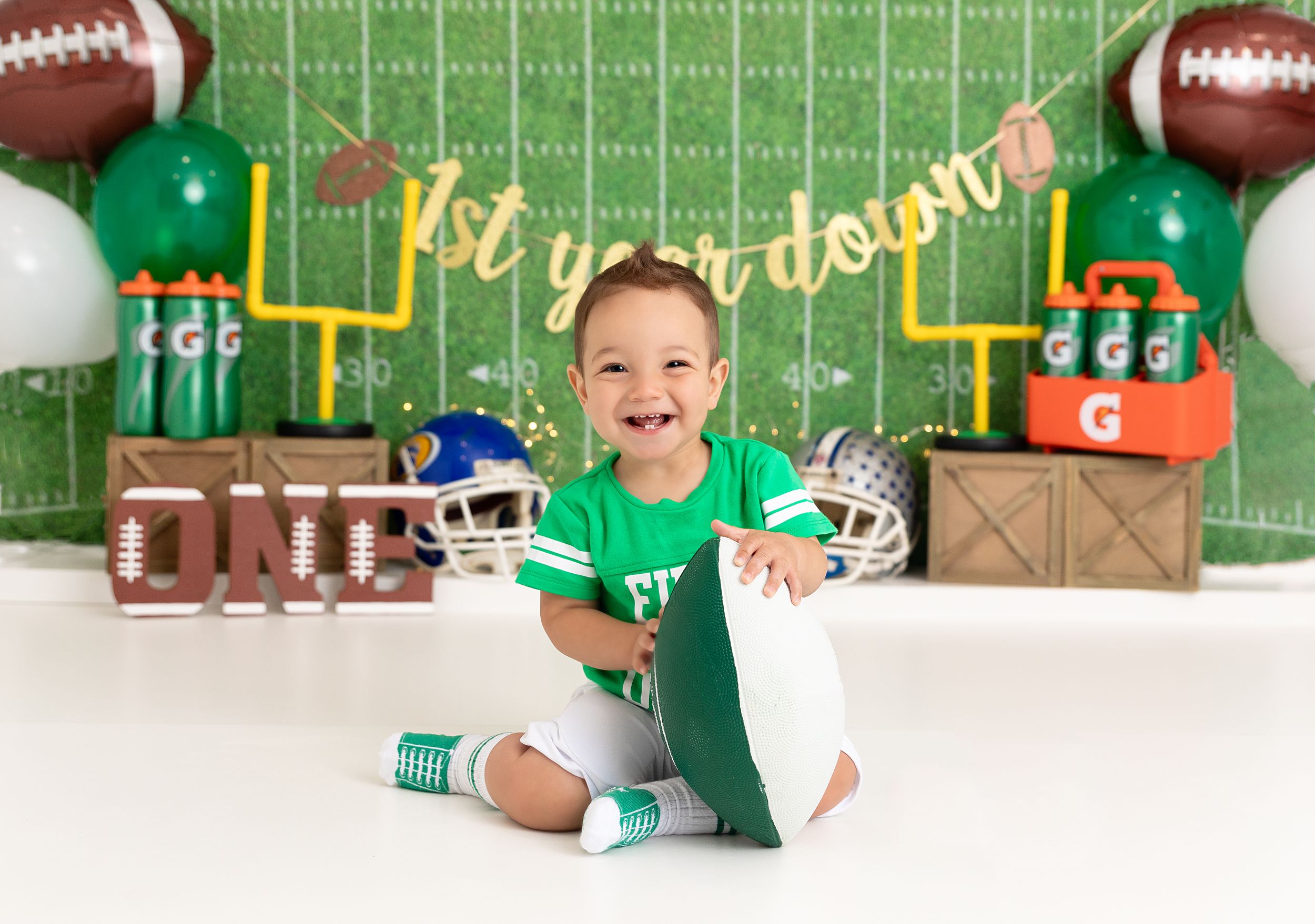 Baby Boy - NFL/Football Theme 1st Birthday Photography and Cake Smash Session - Port Chester, NY