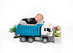 Baby Boy in a Dump Truck  - Newborn Photography - Dawn Talia Photography - Port Chester, NY