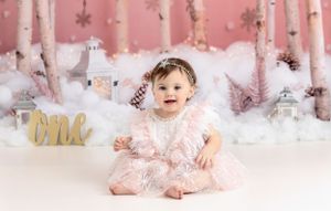 Pink Winter Wonderland Theme 1st Birthday Photography and Cake Smash Session - Port Chester, NY
