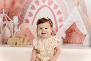 Pink Rainbow/Bohemian Theme 1st Birthday Photography and Cake Smash Session - Port Chester, NY