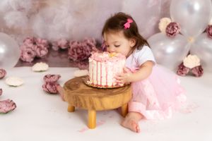 Dusty Rose Baby Girl -  1st Birthday Photography and Cake Smash Session - Port Chester, NY