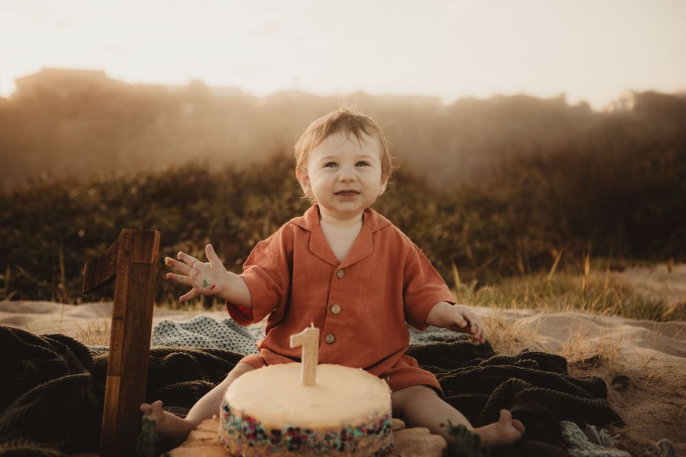1st birthday forest session milestone shoot beach Old Bar