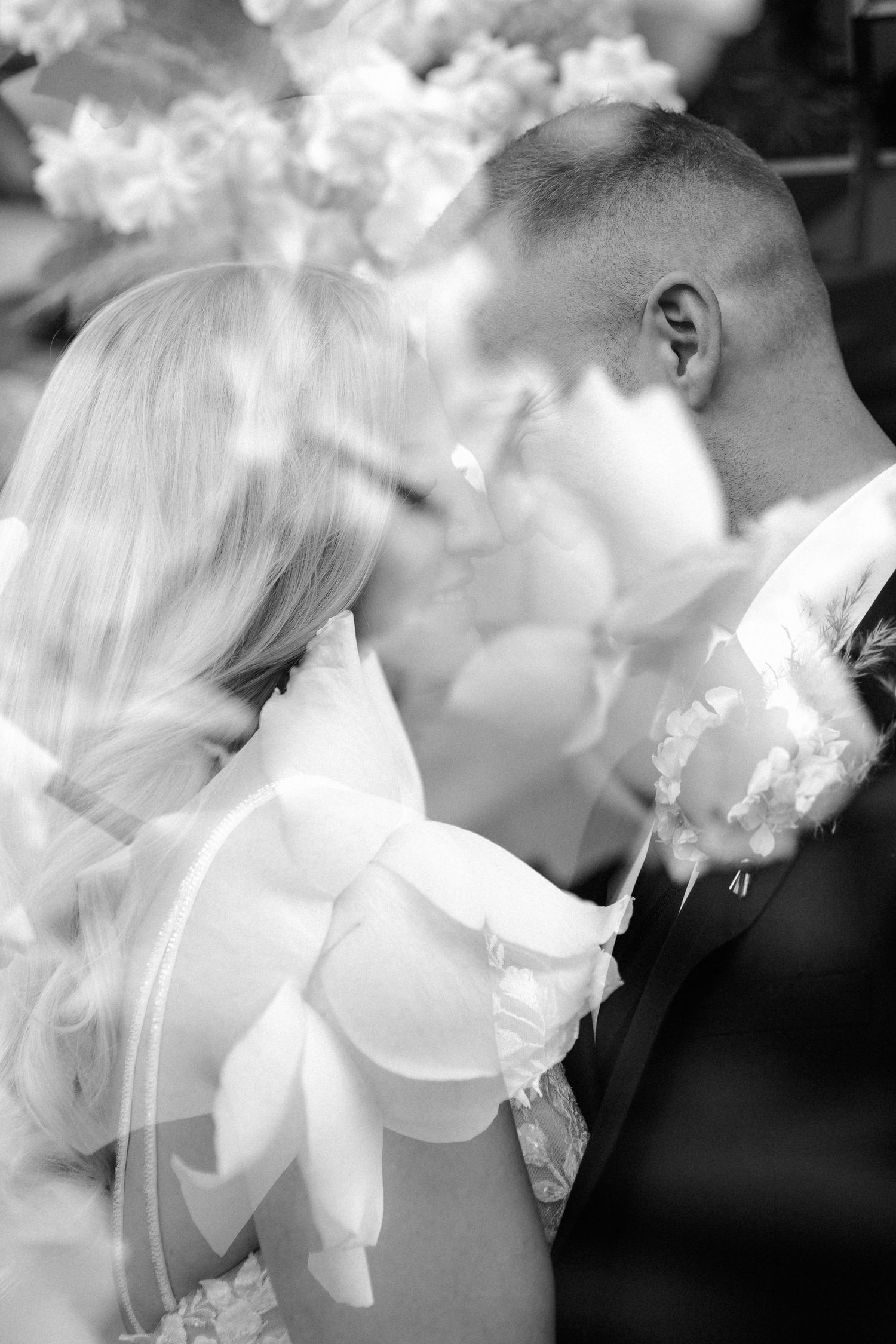 Romantic double exposure of a bridal couple as captured by destination photographers Dust and Dreams Photography.