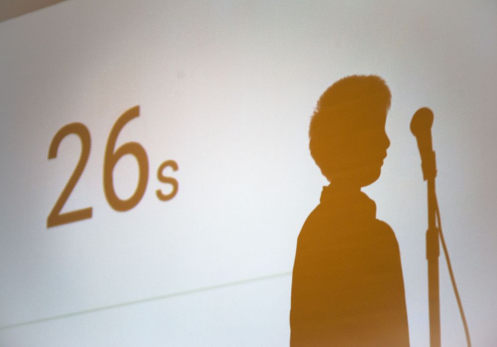 Student silhouetted by video projector