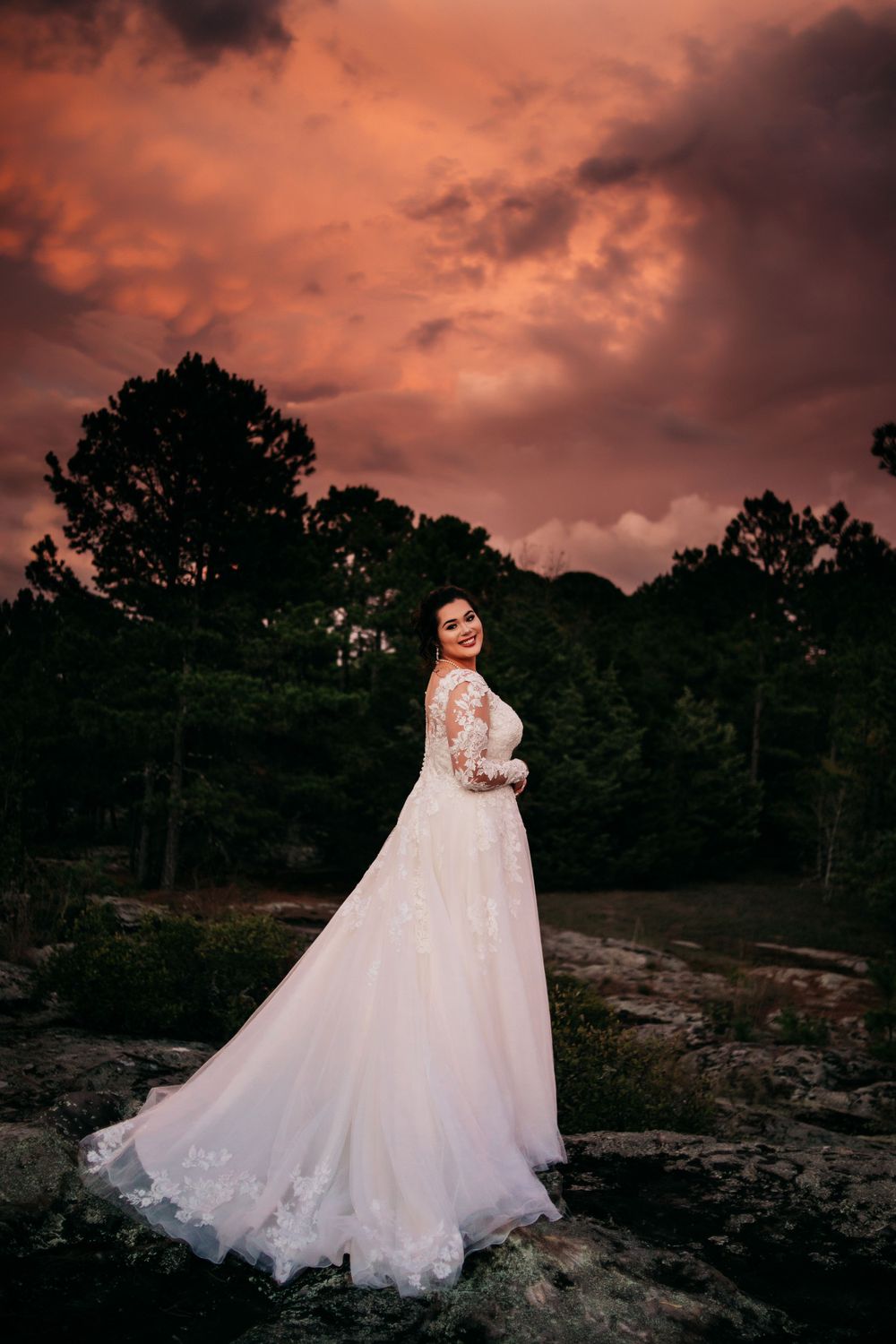 long shot of bride