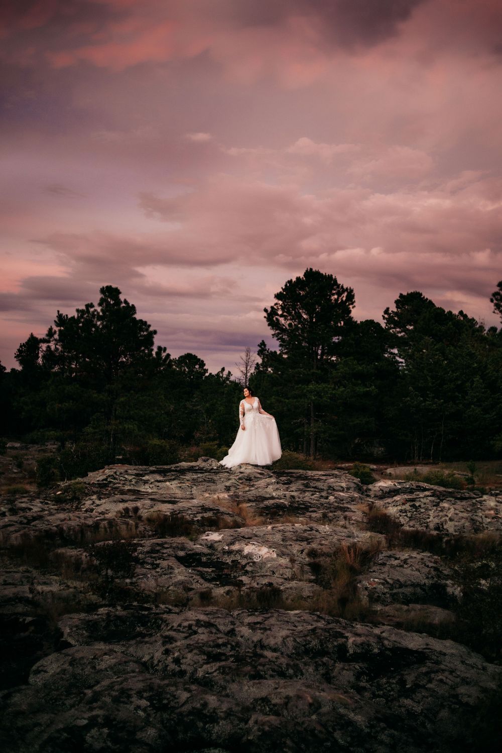 extreme long shot of bride