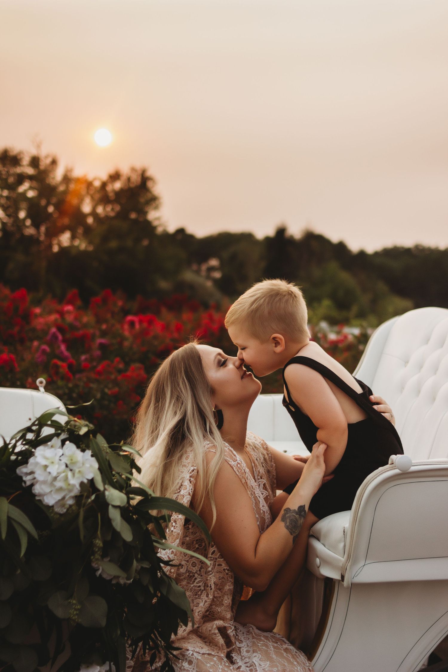 mother and child eskimo kiss