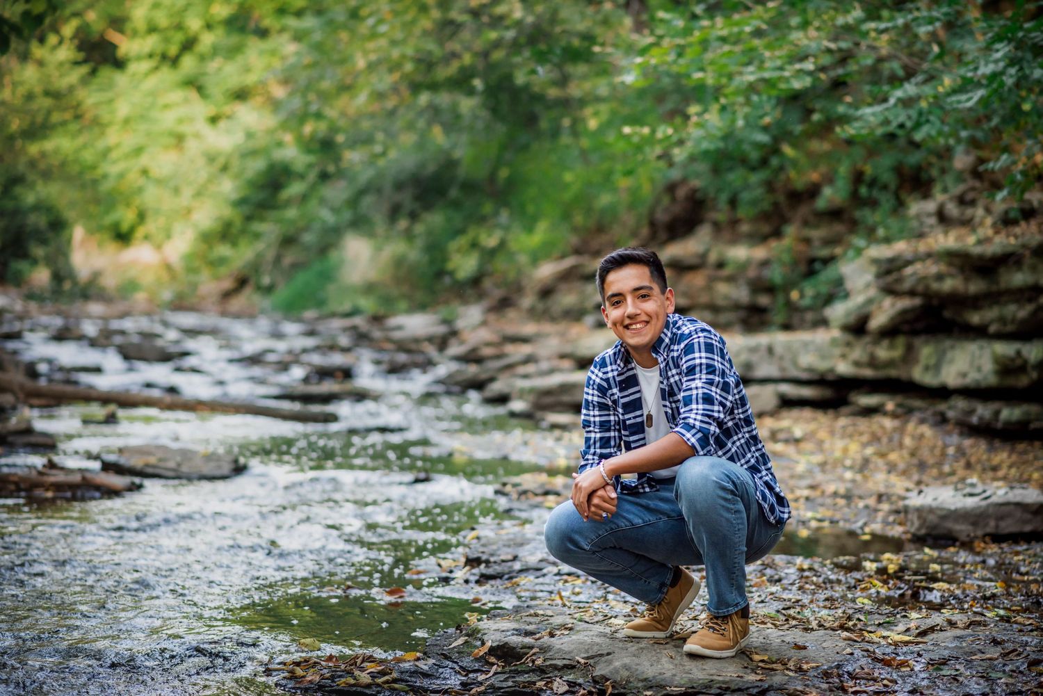 senior creek walking portrait nature photo