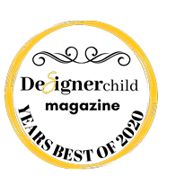Designer Child Magazine Years Best of 2020 circular gold and black award badge.