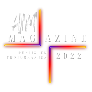 APM Magazine Published Photographer 2022 badge with colorful neon cross design.