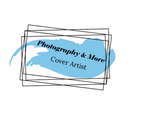 Photography & More Cover Artist logo with blue brushstroke design and stacked rectangular frames.