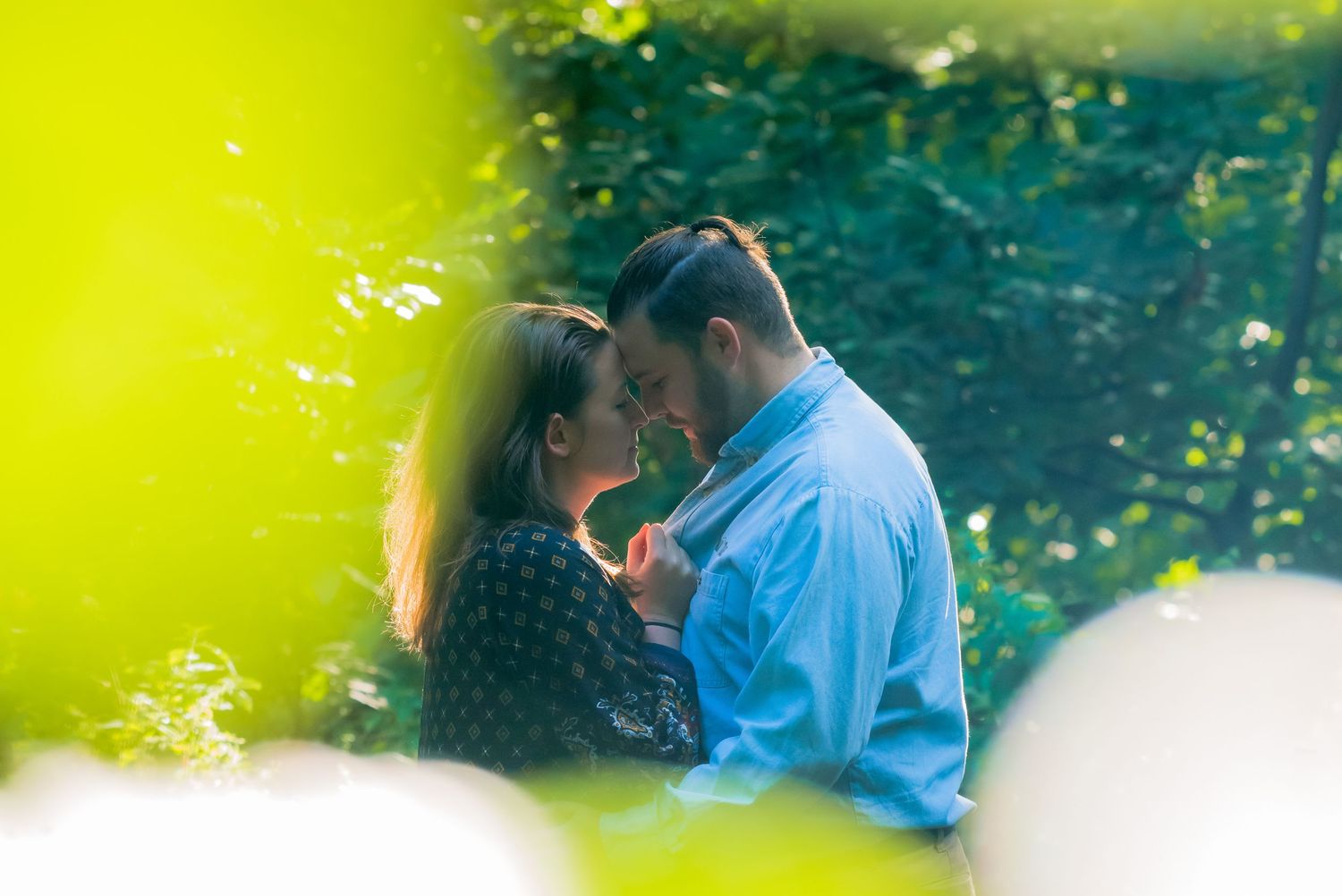 Tender moment during engagement shoot in Delamere forest