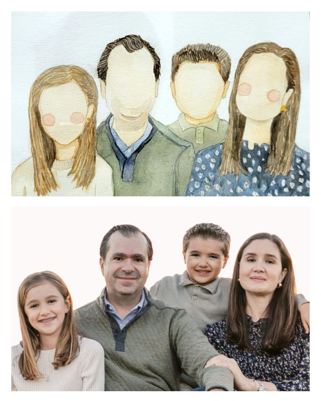 Family Water color portrait.