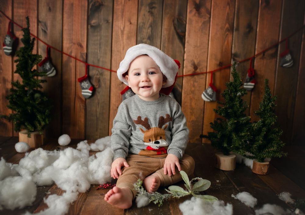 A milestone Christmas set up with a little boy. Greenville, SC newborn photographer, Easley, SC Newborn photographer