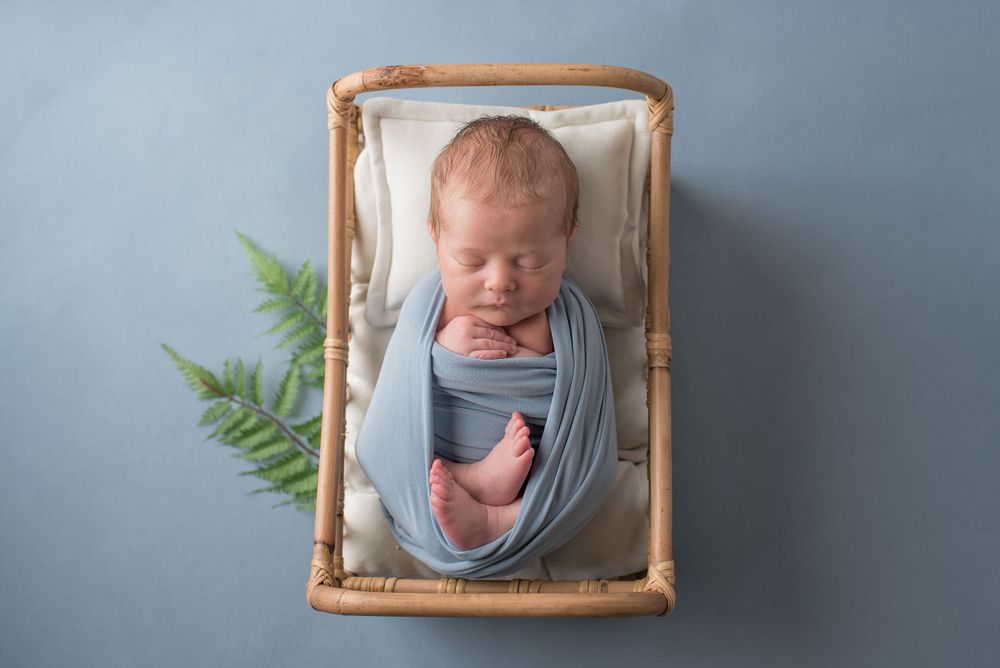 Tampa Bay newborn photographer baby boy in blue