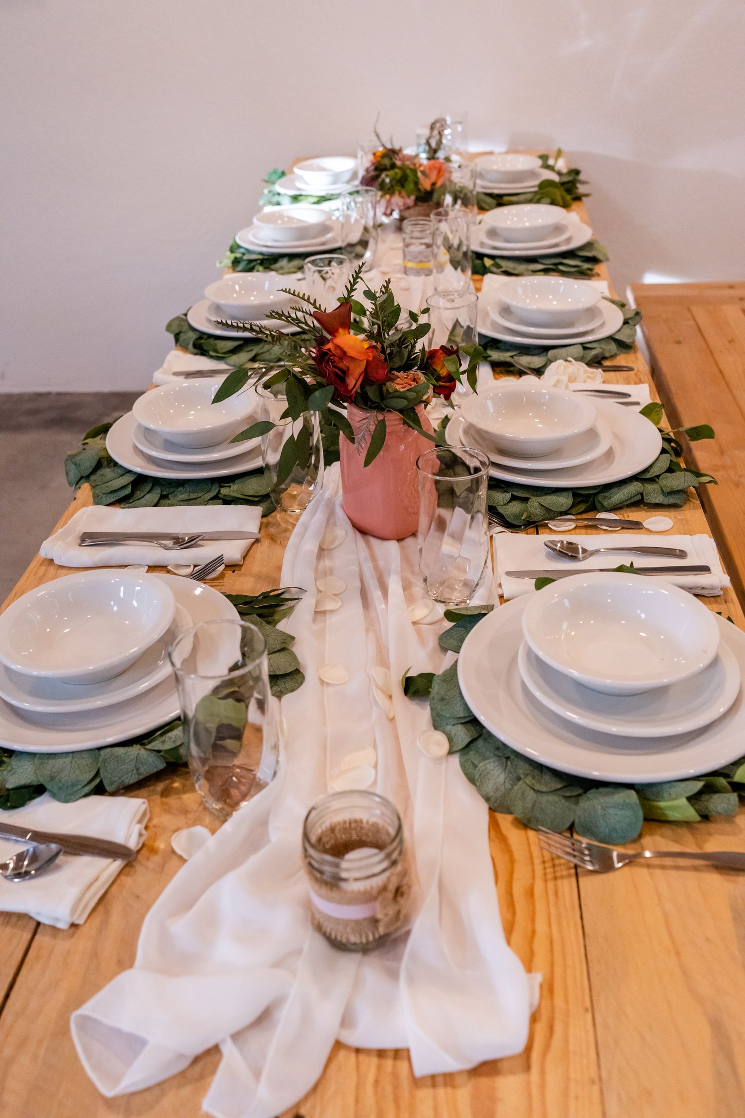 table scape set for bridal party