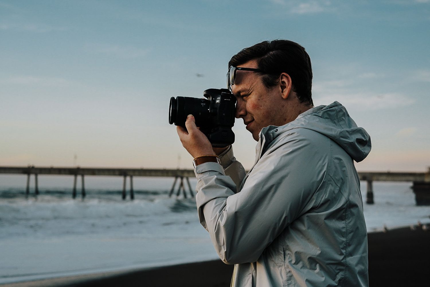 Photographer Tyler Kirshner capturing the Pacific Ocean in Pacifica, California