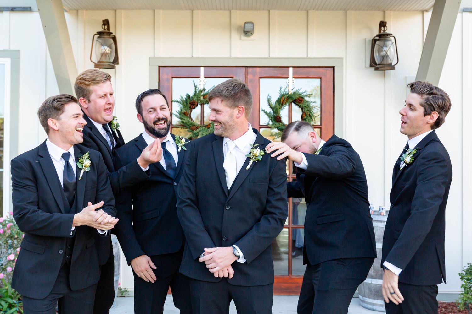 groomsmen playing
