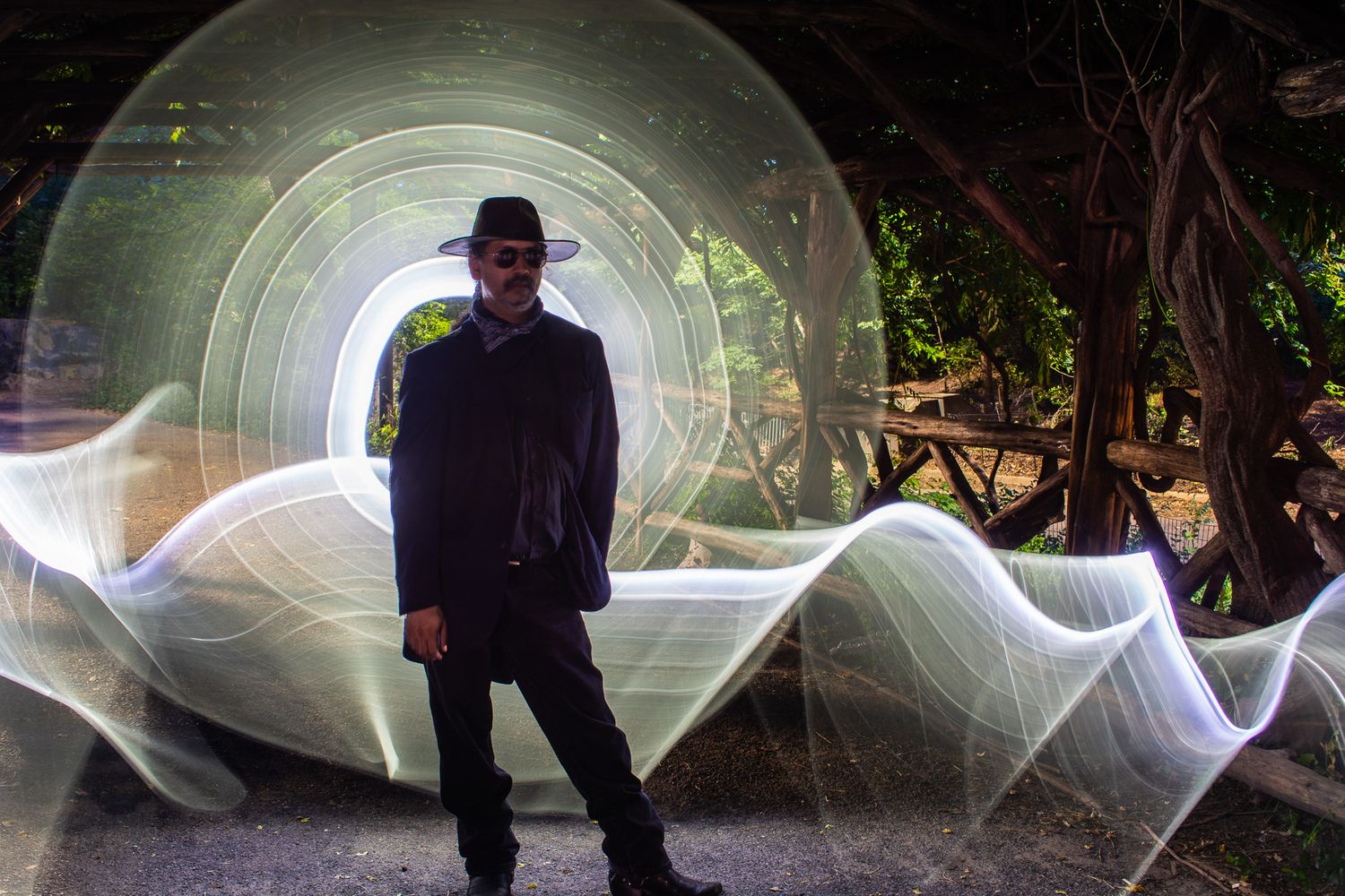 Night time Light painting photography, Central Park. Taken by Photoed by Fred